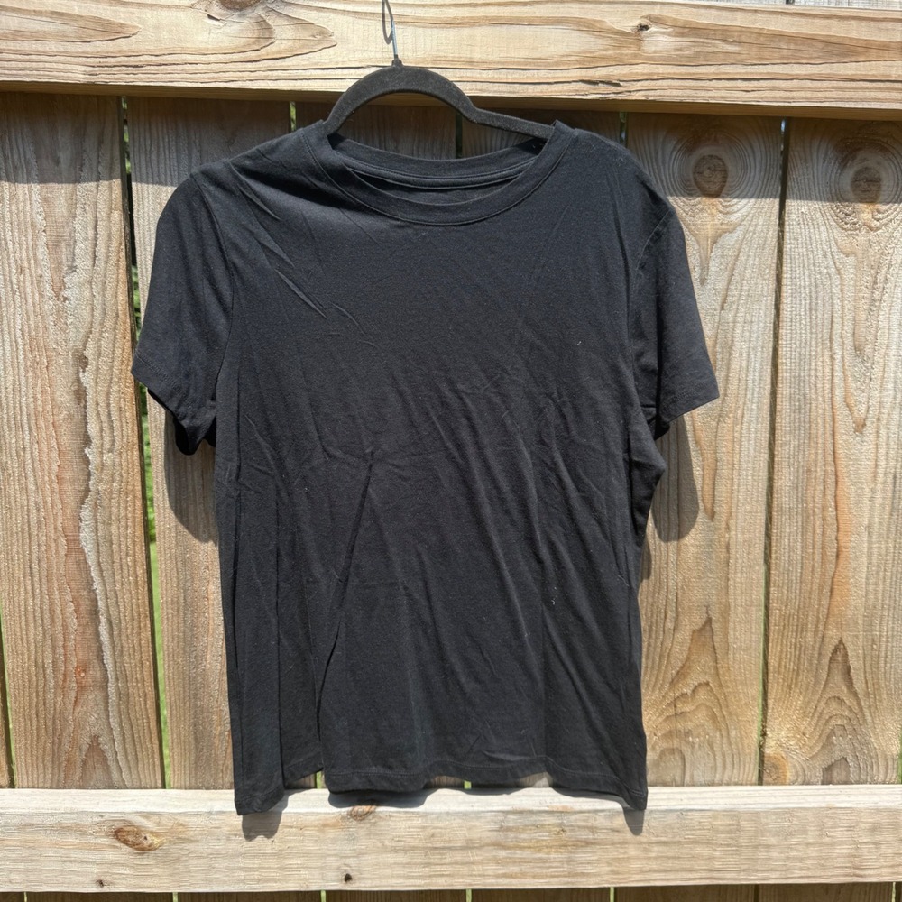 A New Day Womens Black Short Sleeve Crewneck T-Shirt Medium Basic Tee